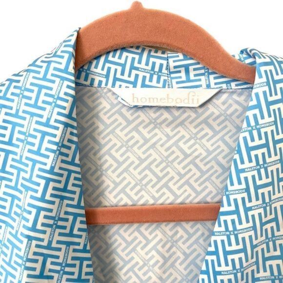 HALSTON X HOMEBODII Cleveland‎ Robe Luxury Satin HH Print Sz Sm - Picture 7 of 7